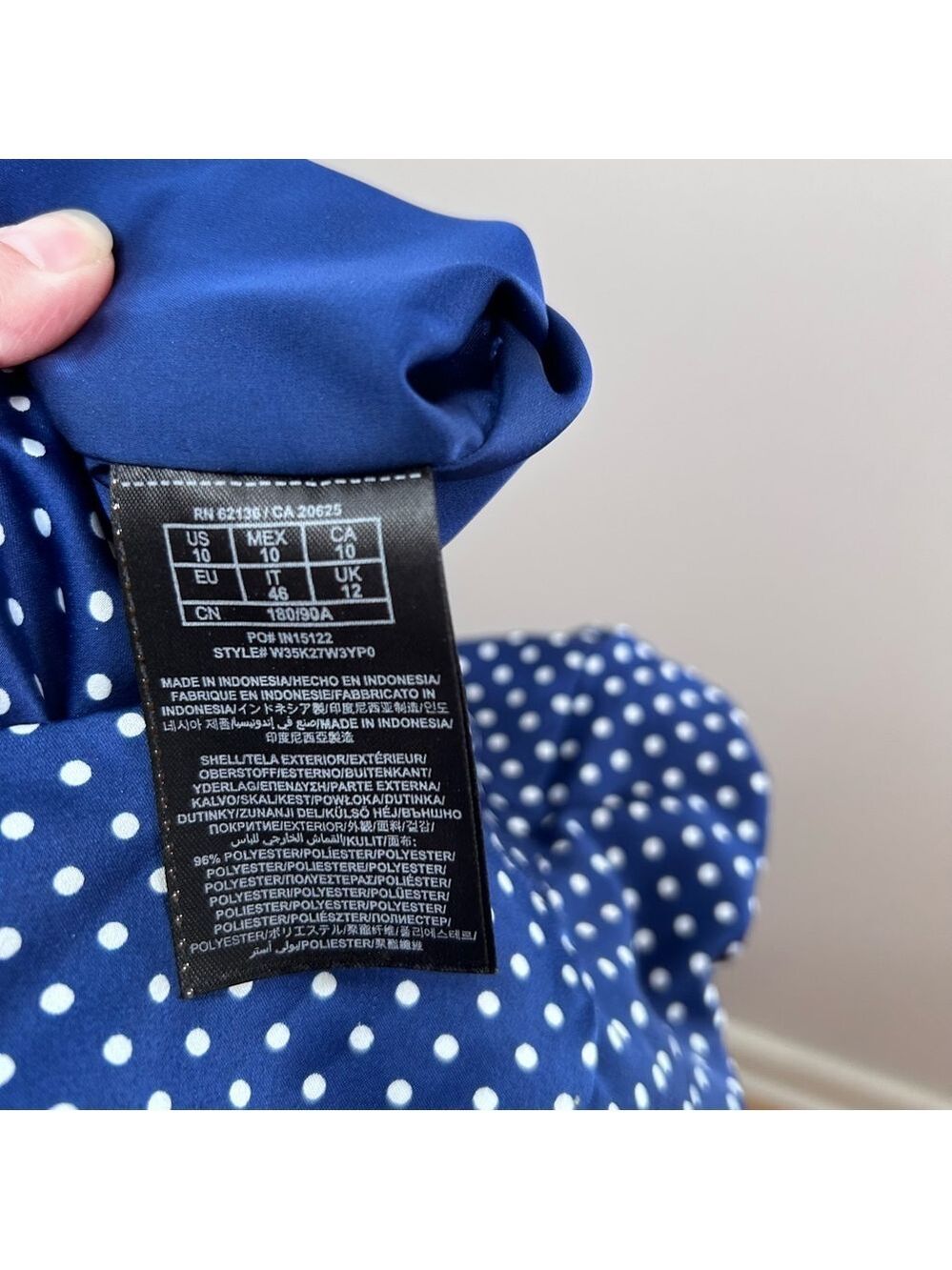 Guess LA Retro Style Polka Dot Wiggle Dress Sweetheart Neckline Blue Size 10 - Picture 4 of 14
